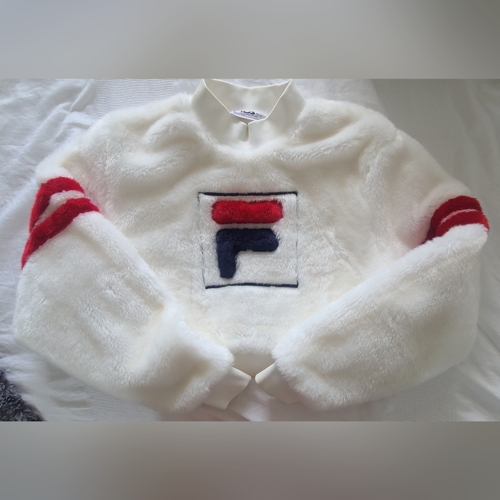 Like new Fila furry fauz fur crop sweater